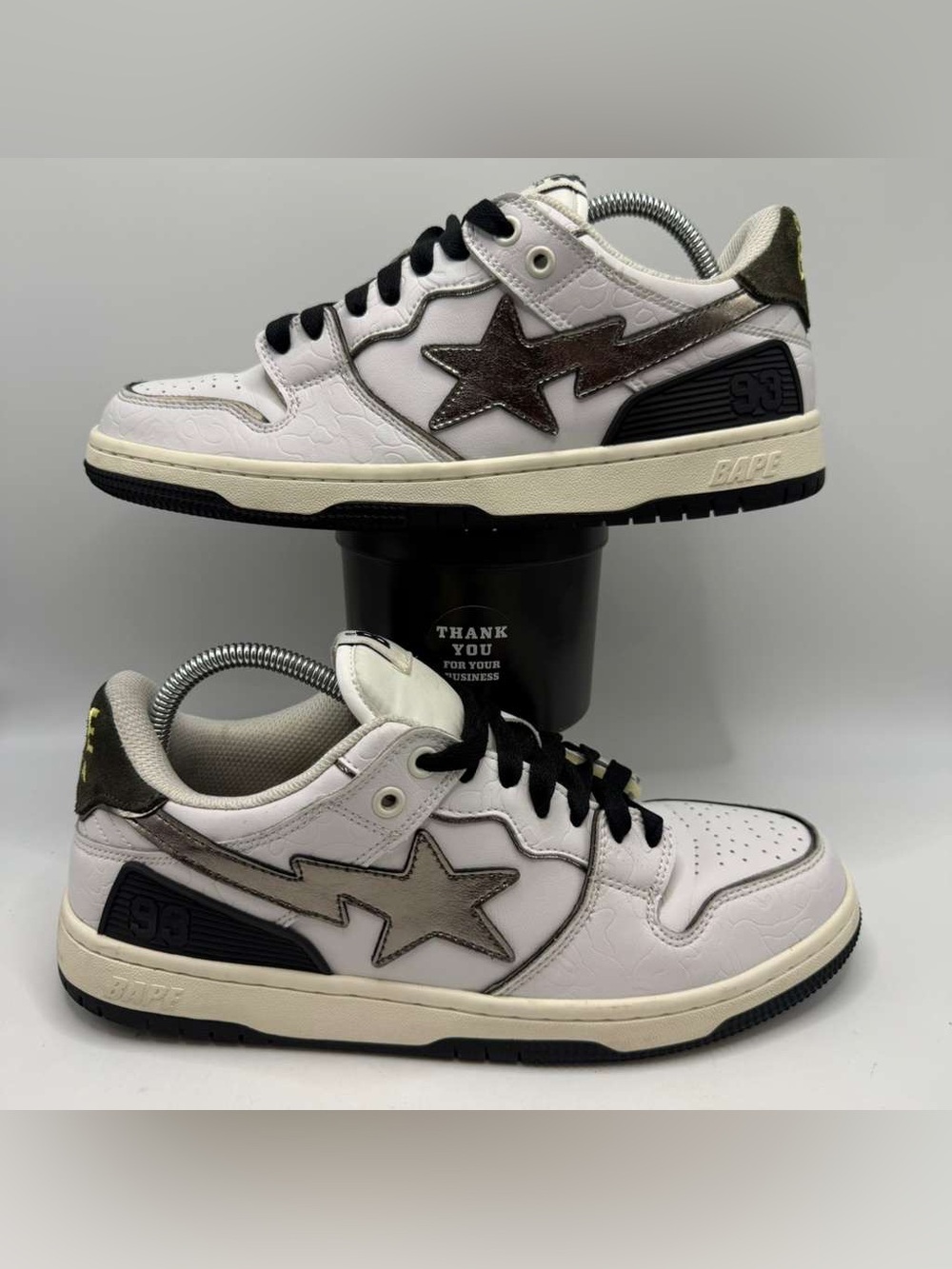 🚫SOLD - NO AVAILABLE BAPE STA Low White Brown Camo Patent Leather Sneakers
